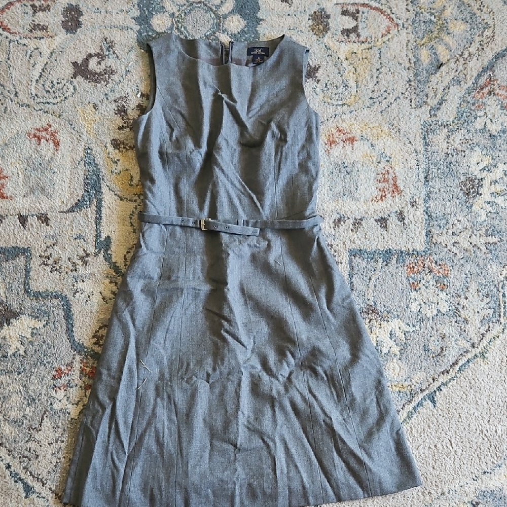 Brooks Brothers Gray Belted Midi Dress Size 10